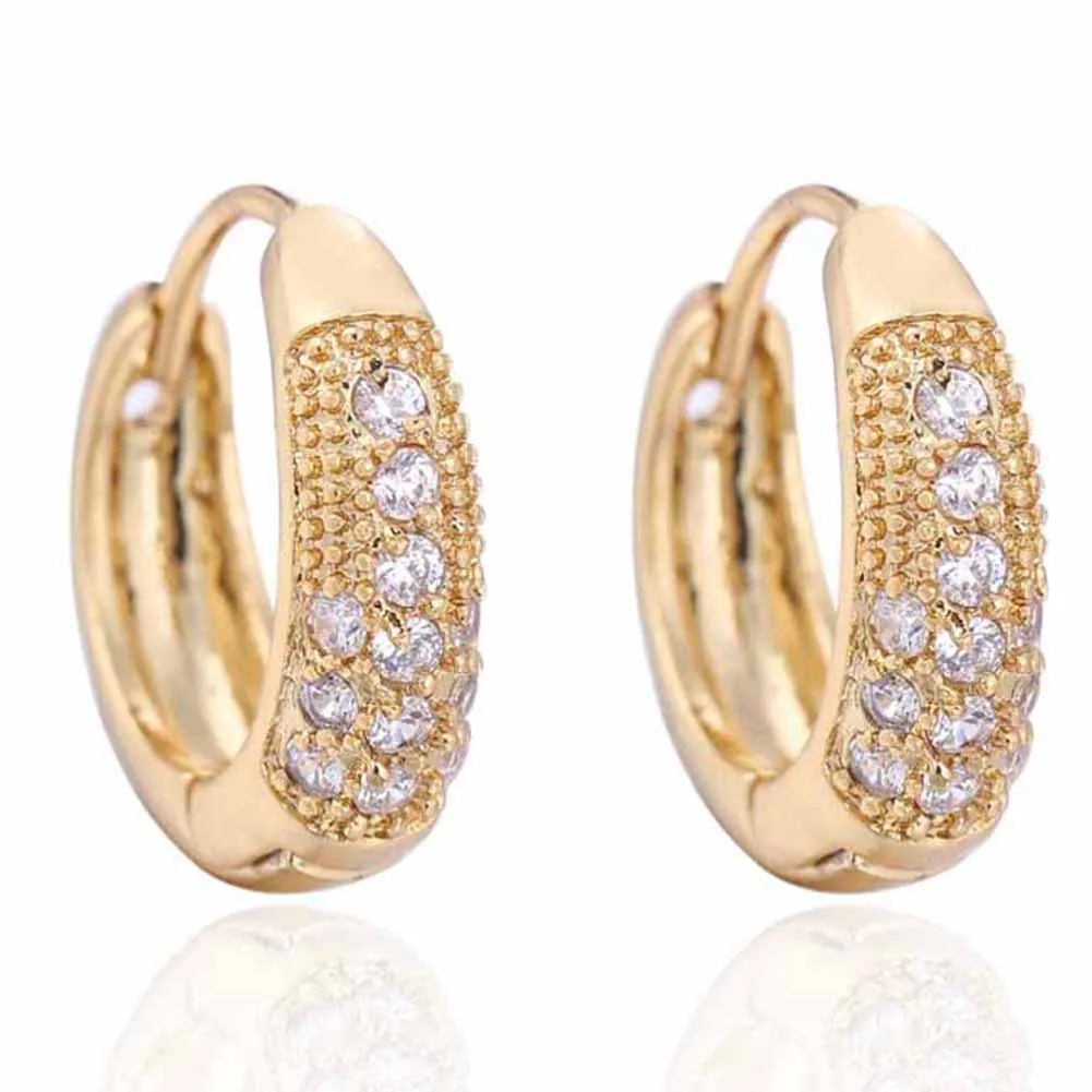 2018 New Fashion Earrings Vintage Hoop Earring Zircon Gold Color