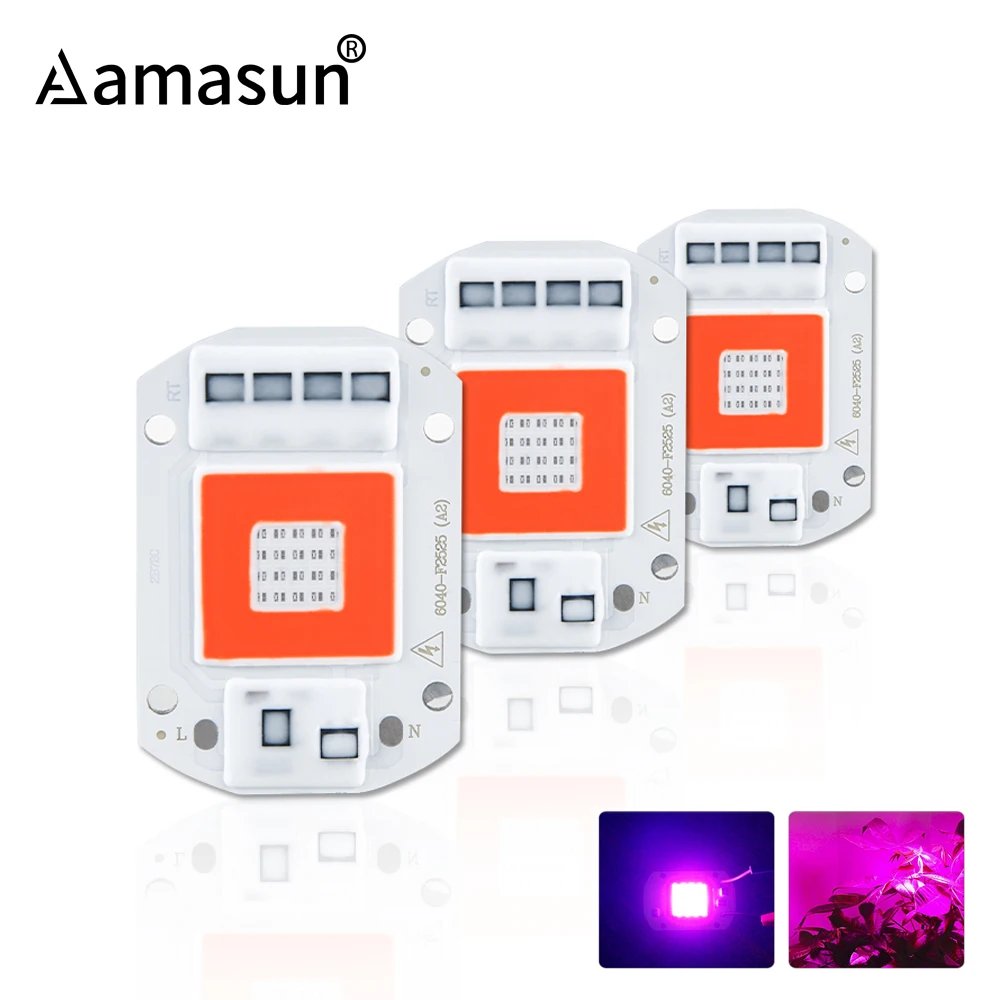 

220V 110V Full Spectrum LED Grow Light COB Chip 50W 30W 20W LED Beads DIY Growth Light for Plant Seeding Flower Red+Blue