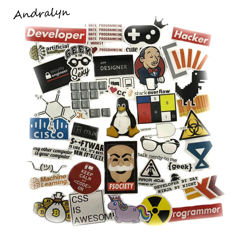 40 Pcs/Set SQL Programming Stickers Geek Hacker Bitcoin Developer Language APP Logo For Laptop Luggage Car Toy Moto Stickers