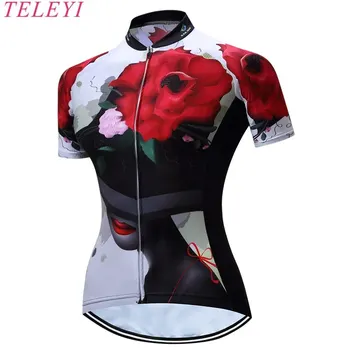 

TELEYI Women Team Breathable 100% Polyester Short Sleeve Cycling Jersey Ciclismo Clothing RoupaBicycle Wear Ciclismo Jersey No.5