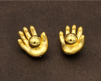 

1PCS Pure 999 24K Yellow Gold Pendant / 3D New Design Hand Palm Bead Pendant