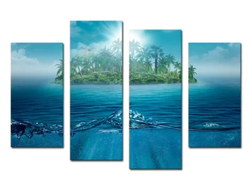 

Hot 4 PCS Large HD Wall Paintings Dream Island Summer Style Wedding Decorative Oil Painting Prints ON Canvas For No Framed