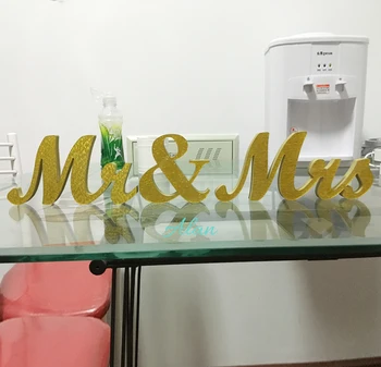 

Cloth GOLD acrylic Mr & Mrs letters wedding table decoration freestanding GOLD Mr and Mrs signs for sweetheart table