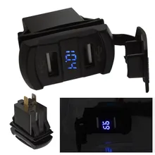 12V LED Dual Car 2 USB Port Charger With DC Voltmeter Digital Socket Splitter Rocker Switch Panel for Auto Motorbike Boat цена 12V LED Dual Car 2 USB Port Charger With DC Voltmeter Digital Socket Splitter Rocker Switch Panel for Auto Motorbike Boat цены онлайн