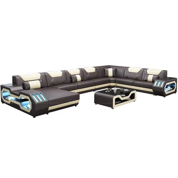 

Wholesale living room furniture cheap leather corner sofa set 7 seater sectional