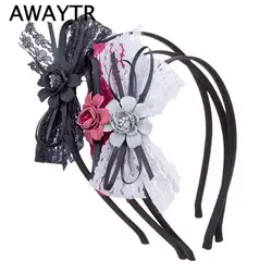 AWAYTR обувь для девочек кружевные банты для волос корейский стиль ленты цветок розовый черный повязка на голову день рождения с милым