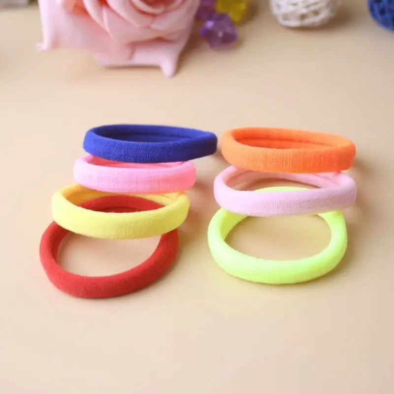 30Pcs Women Girls High Elasticity Thick Rolled Towel Hair Rope Candy Solid Color Rubber Band Ring Ponytail Holder