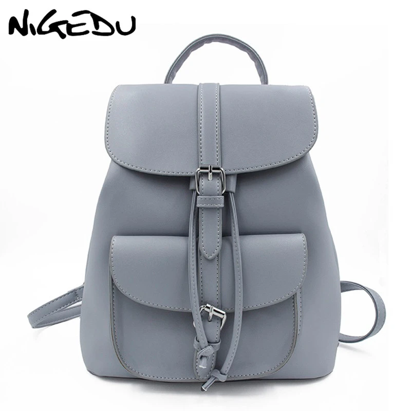 stylish work backpack Women Drawstring Backpack PU Leather School bags Teenage Girls Belt decoration Backpacks for female High quality ladies Bagpack stylish eco friendly backpacks