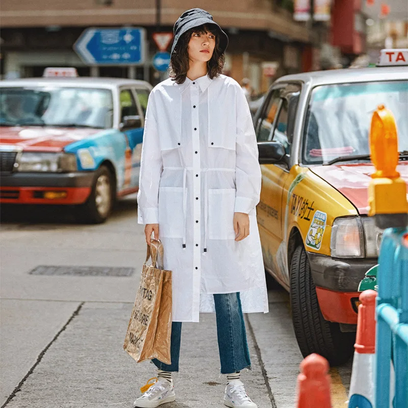 

[EWQ]2019 Autumn New Sweet White Loose Large Size Fashion Trend Women Shirt Dress Loose Long Sleeve Feminina Dresses QJ928