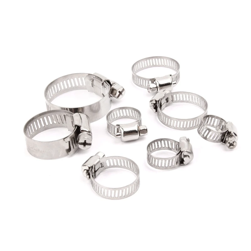 

60 Pcs Stainless Steel Hose Pipe Hoop Strong Hose Clamps Wire Assorted Kit Tool