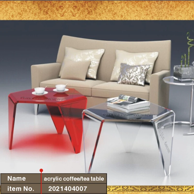 Three Legged Waterfall Acrylic coffee Tea Table Colored Lucite End Sofa Ocassional Magazine Tables ONE LUX