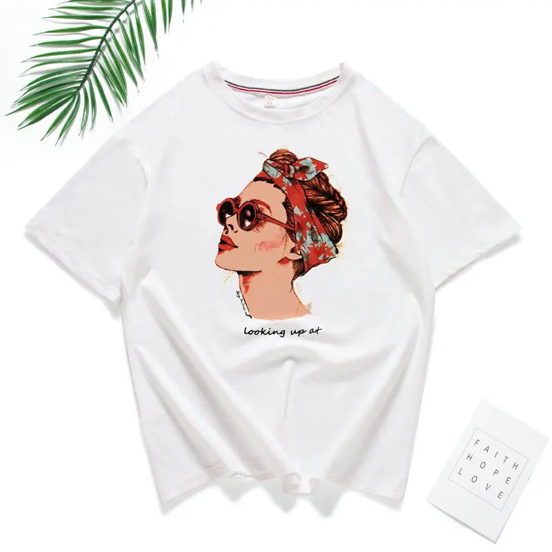 

Summer Vogue Girl print Women T shirt Casual Short Sleeve O-neck T-Shirt Fashion White Tee Shirt Camiseta Feminina