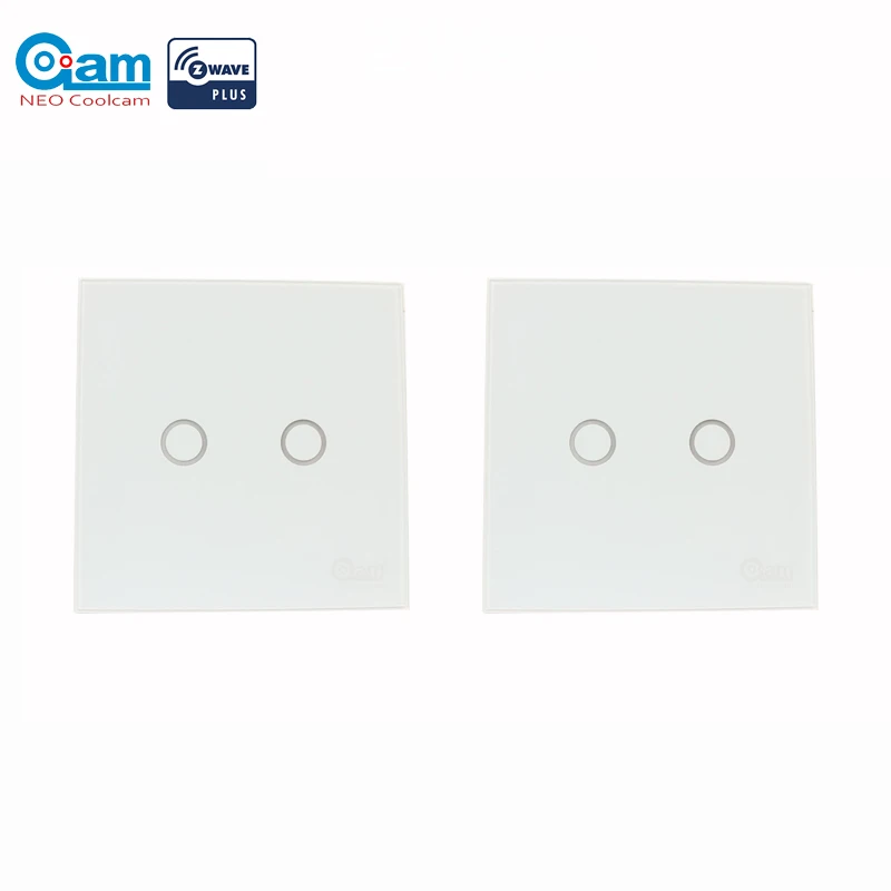 

COOLCAM 2pcs/lot Z-wave Plus Wall Light Switch 2CH Gang Home Automation Z Wave Wireless Smart Remote Control Light Switch