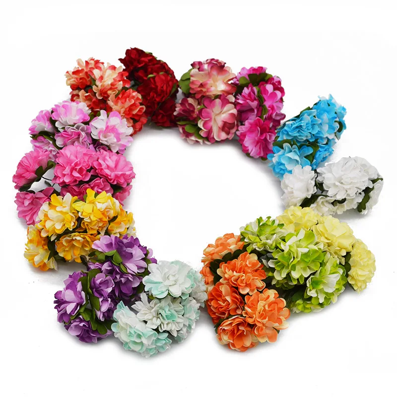 

72/144pcs/lot 3CM Artificial Paper Chrysanthemum Flowers Bouquet for Wedding Party Home Table Decoration DIY Scrapbooking Wreath