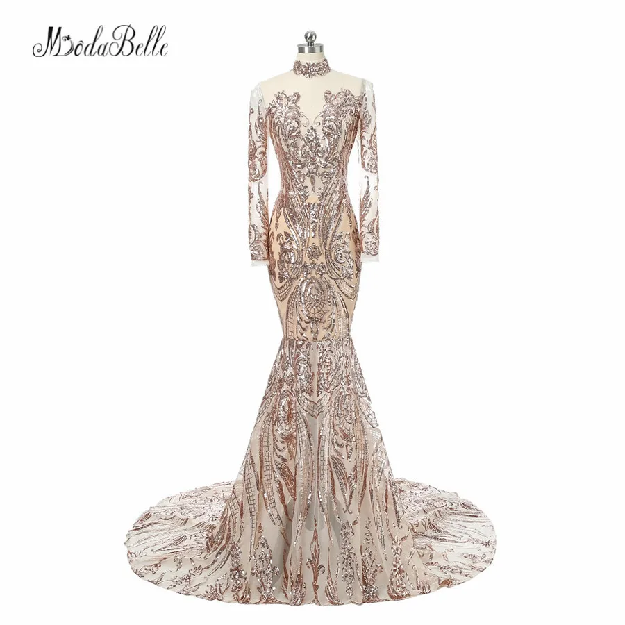 Modabelle Fashion Bling Gold Sequins Long Sleeve Evening