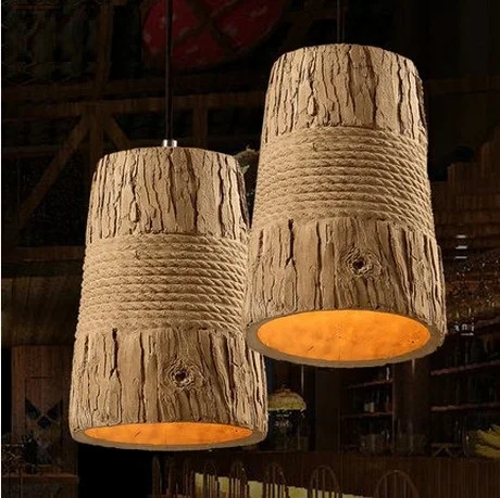 Retro Loft Style Creative Bark Cement Droplight LED Pendant Light Fixtures For Dining Room Hanging Lamp Indoor Lighting