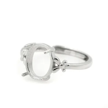 

20pcs/lot 925 Sterling Silver 8x10mm Oval Cabochon Semi Mount Engagement Wedding Ring DIY Stone for Amber Agate Setting Classic