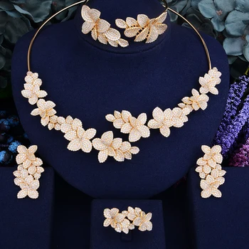 

GODKI Luxury Cubic Zirconia African Indian Gold Necklace Earring Sets Bangle Ring Nigerian bridal jewelry sets For Women Wedding