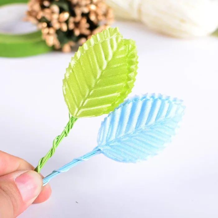 30pcs Silk Leaves Artificial Green Leaves Bouquet Wedding Party Decoration Fake Floral Accessories DIY scrapbooking