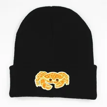 LDSLYJR утолщенная вязаная шапка с вышивкой в виде краба, зимняя теплая шапка Skullies, шапка бини для мужчин и женщин 100