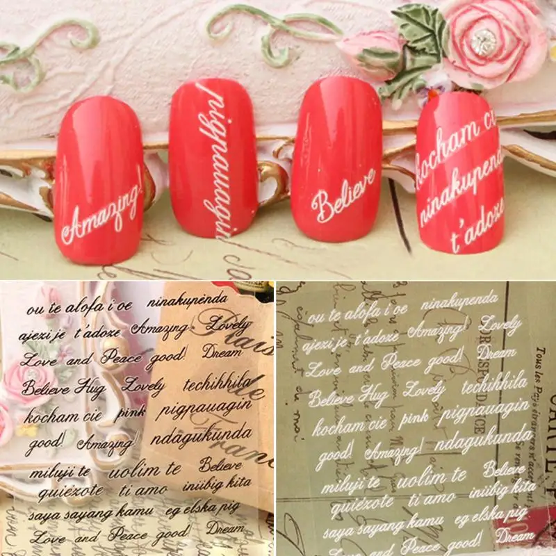 

2018 New Brand Water Transfer Nails Art Sticker English Letter Little Element Nail Wrap Sticker Tips Manicure Decals Decoration