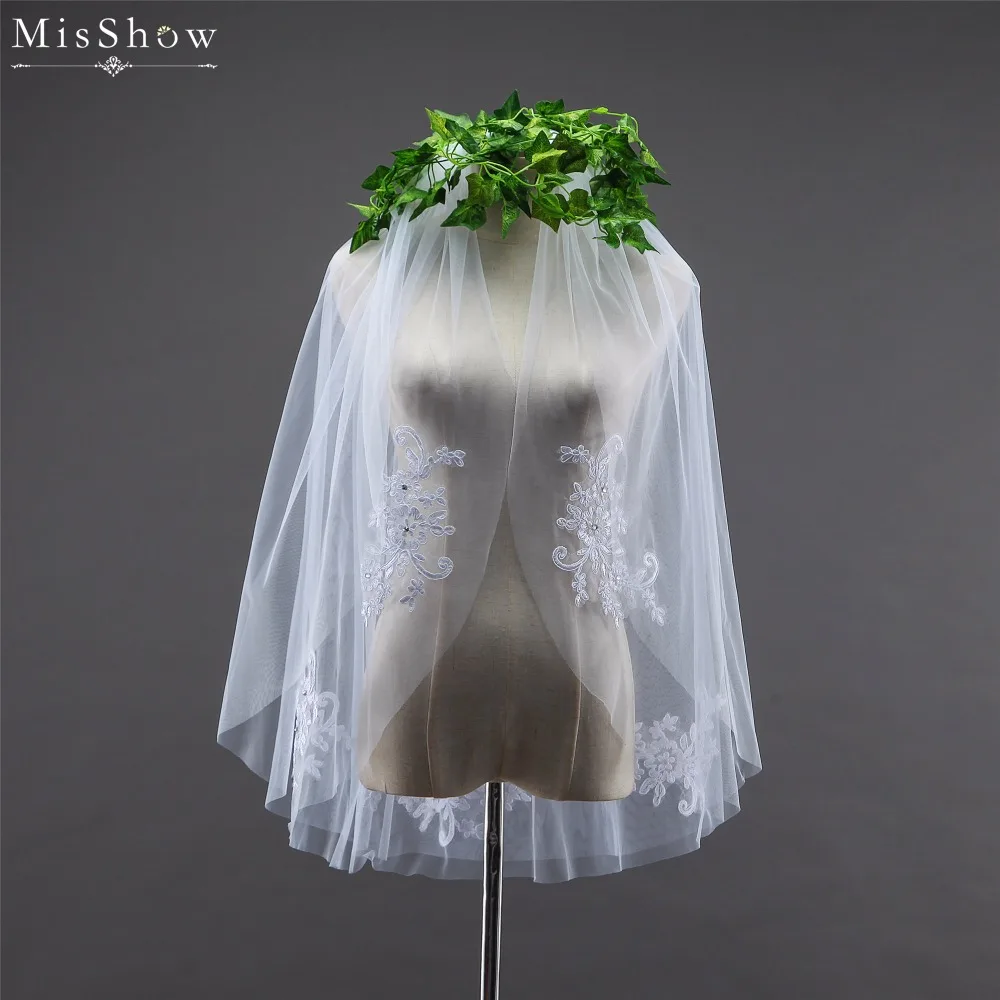 MisShow Women's Short 2 Tier Tulle Sheer Lace Wedding Bridal Veil With Comb 5ccab5aa21ef45268a0aab31