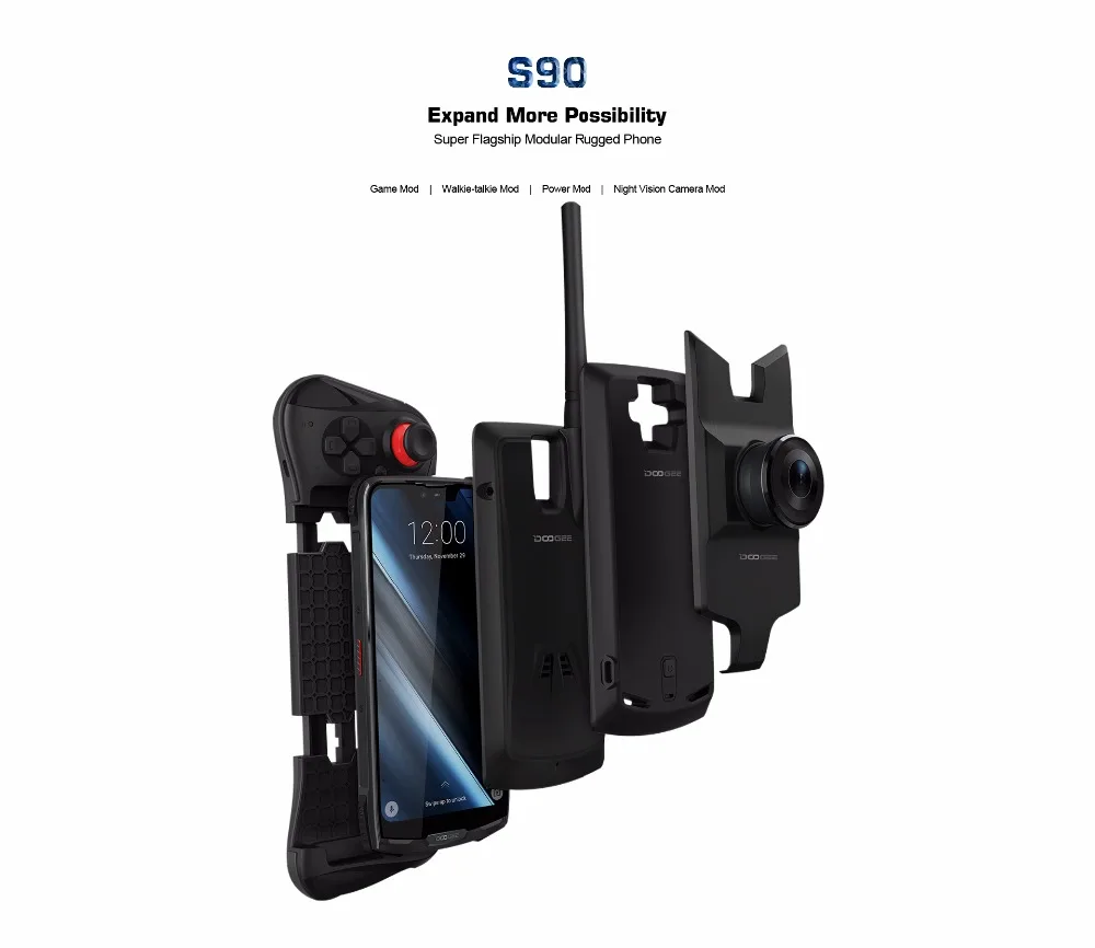 IP68/IP69K DOOGEE S90 Modular resistente teléfono móvil 6,18 “FHD + celular pantalla Helio P60 Octa core 6 GB 128 GB Android 8,1 16 M Cam