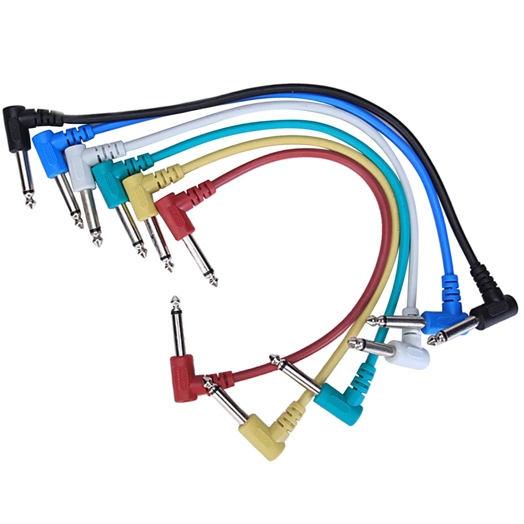6Pcs Effect Pedal Audio Plug Patch Cable Lead Angle Right Angle 90