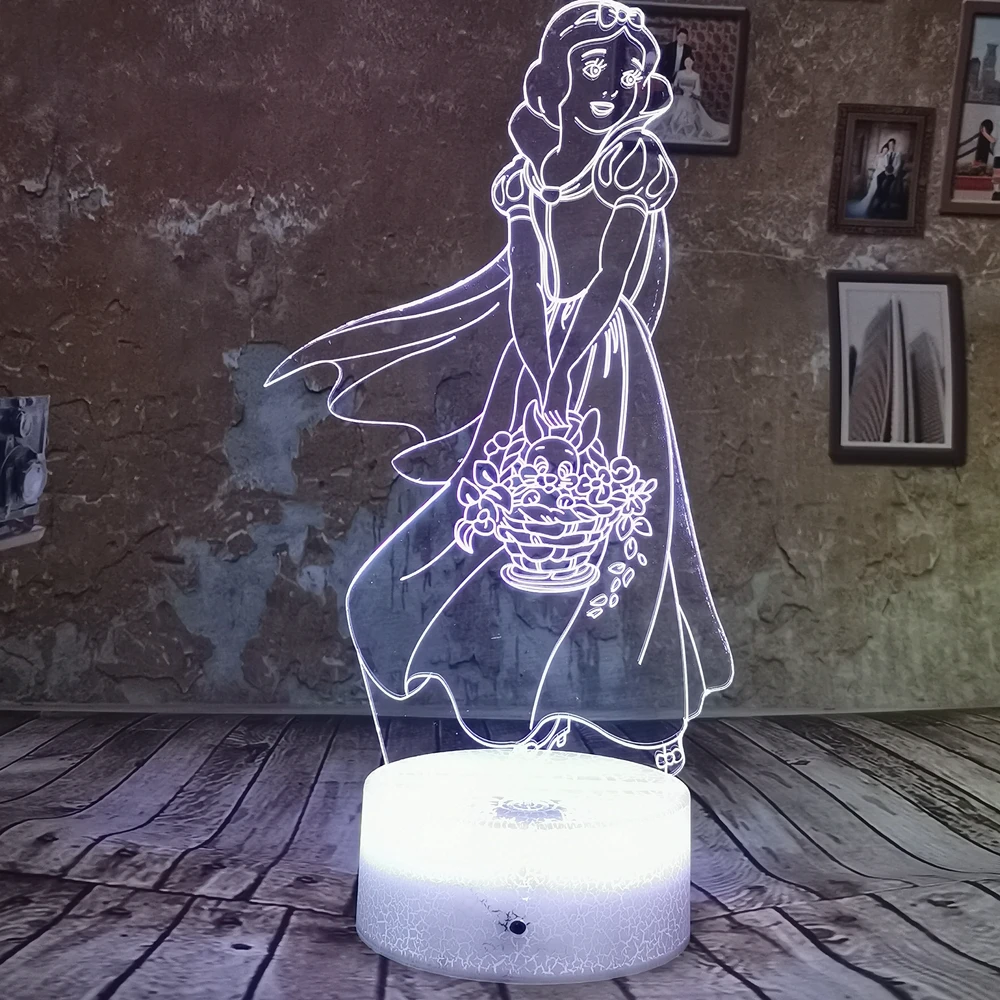 Дропшиппинг подарки для девочек 3D ночник принцесса RGB LED 7 цветов USB Иллюзия