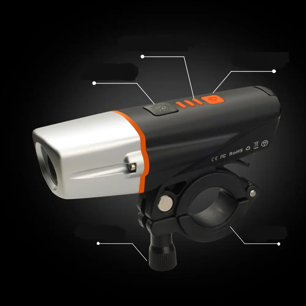 Perfect Newest Bicycle Front Rechargeable Light Cycling Bike Power Bank Flashlight Waterproof Headlight Bicycle Lamp Bike Accessories 3