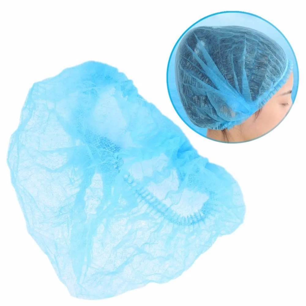 

10 PCS Hair Disposable Hair Care Caps Pleated Anti Dust Hat Hotel Salon Supplies Set Blue Bouffant Shower Caps