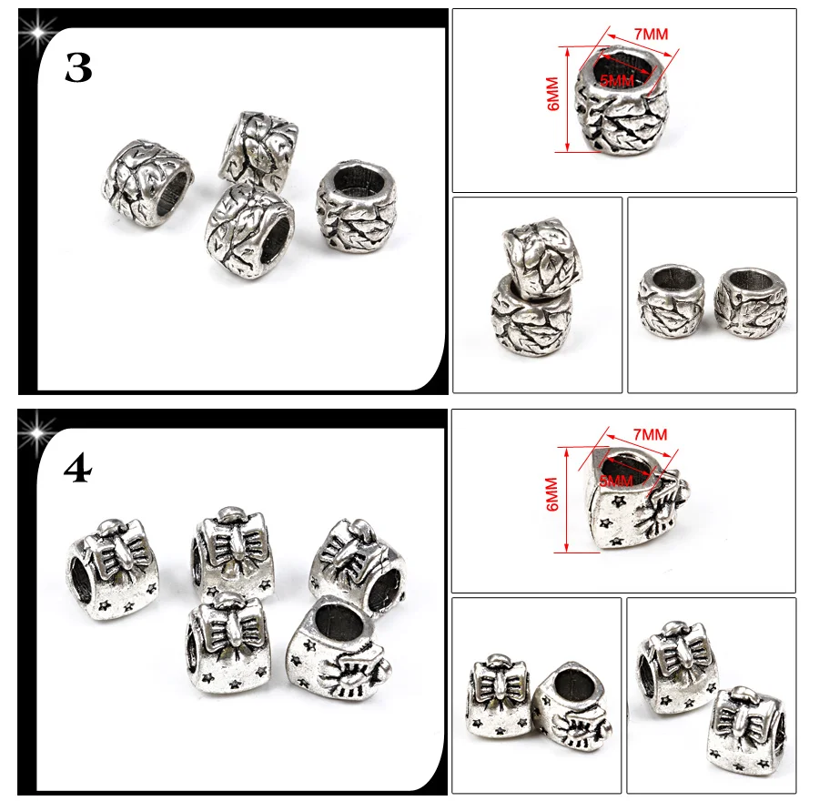 Norse Vikings Runes Hair Beard Beads for Bracelets Pendant Necklace DIY,Braiding Beads for hair Braids Antique Silver Beard