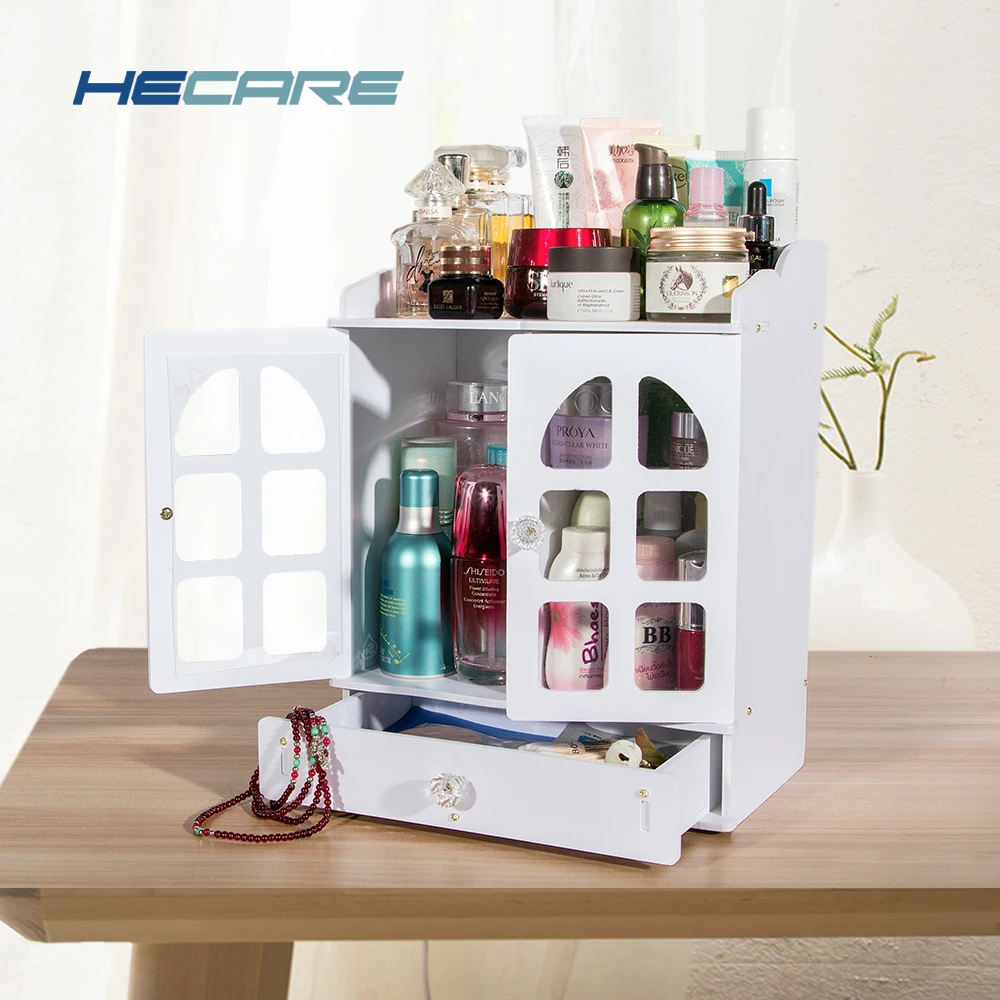 Dressing Table Plastic Cosmetic Organizer With Drawer Waterfroof