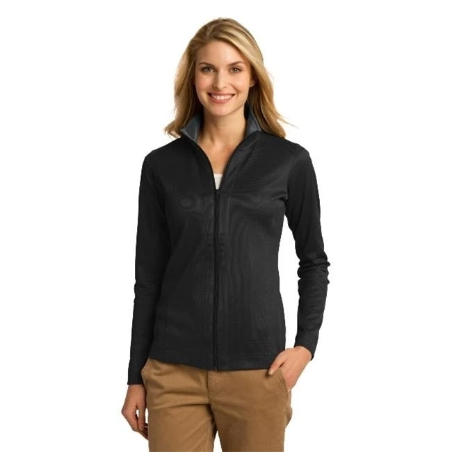 Port Authority L805 Ladies Vertical Texture Full-Zip Jacket Black & Iron Grey - 4XL
