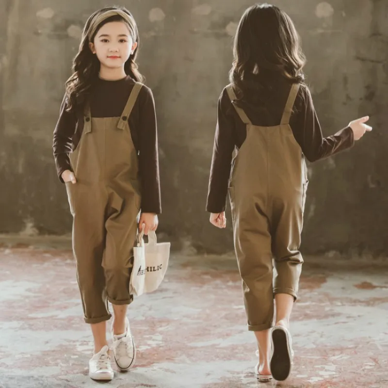 

Spring Girls Clothing Set Baby Girls 2pcs Long-sleeved T-Shirt Tops + Bib Overalls Pants Casual Children Outfits Kids Tracksuits
