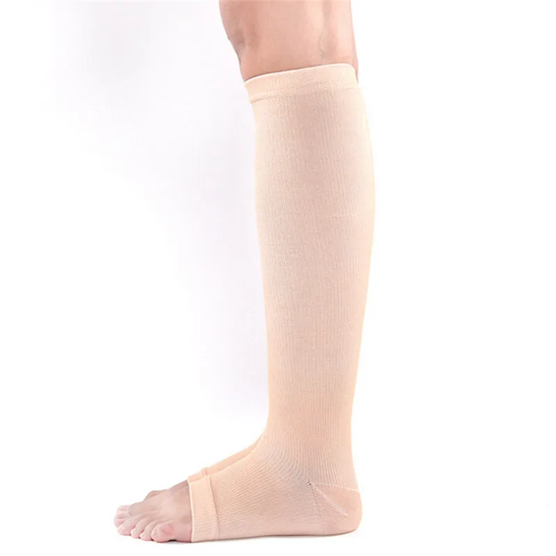 1 пара, для девушек, женщин, компрессионные, поддерживающие уровень колена, с открытым кончиком, варикозные носки, медицинские эластичные носки без пальцев, 5 цветов