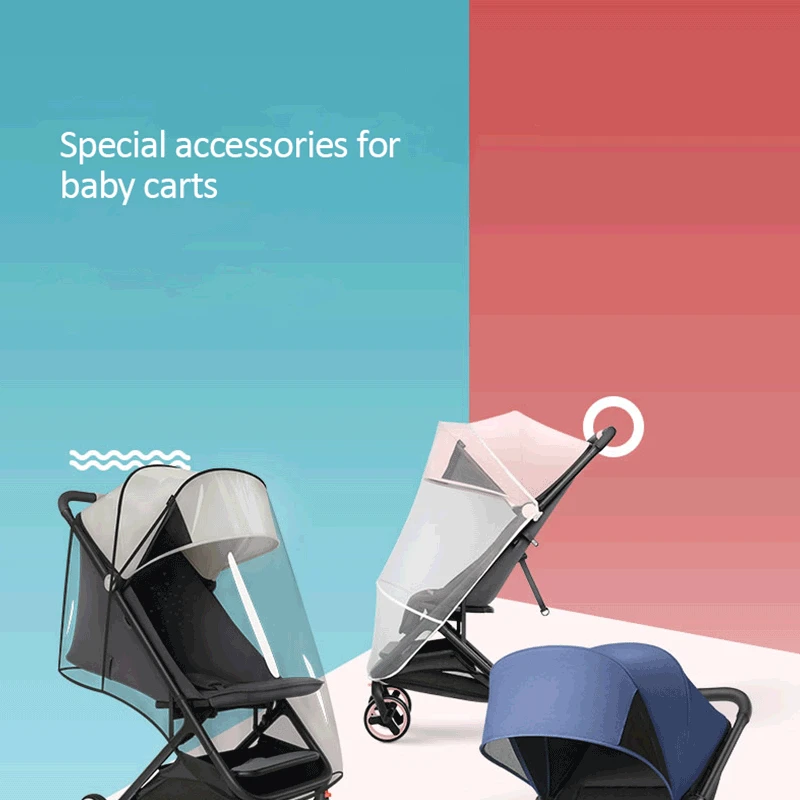 Mitu Folding Baby Trolley Special Armrest Mosquito Net Rain Cover Storge Bag Infants Pushchair Insect Net Crib Netting