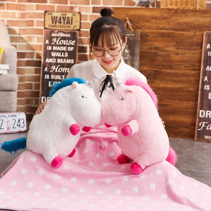 50 cm Kawaii Unicornio muñeco de Peluche con manta suave Animal caballo juguete Unicornio de Peluche Unicornio Peluche juguetes para niños niñas regalo