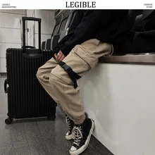 Разборчивые брюки карго мужские комбинезоны мужские с карманами из ленты шаровары для бега мужские хип-хоп модные повседневные осенние спортивные штаны