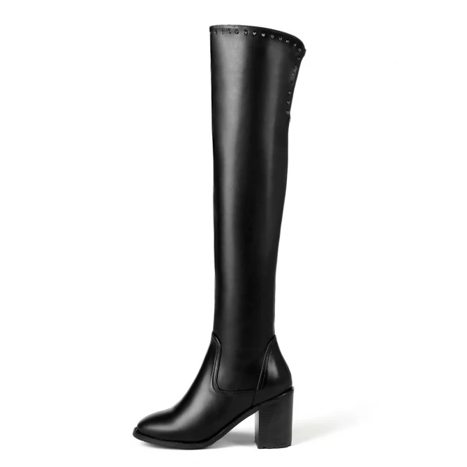 Bout Le Carrés 13 Mode Nouvelles Femmes D0032 Taille Bottes Cuir Nous Yifsion Noir En De Sur Black Parti Sexy Genou Chaussures Talons Pointu 3 7wOfXxXqC