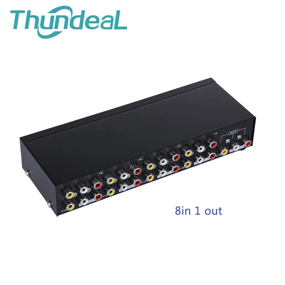 

Thundeal AV Switch Box 4in1 out AV Audio Video Signal Composite for HDTV LCD DVD 3 RCA AV Switcher 8to1 Selector not Splitter