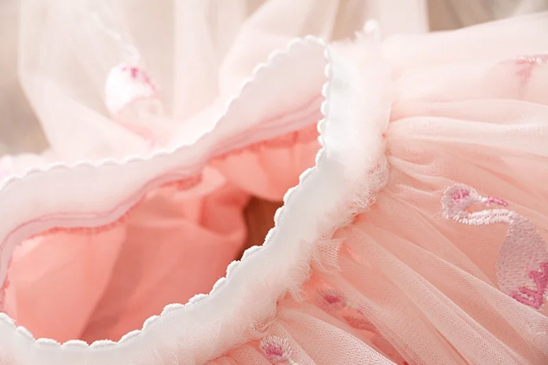 От 2 до 7 лет комплекты одежды для девочек г. Летняя Милая футболка принцессы с фламинго для девочек+ газовое платье комплект из 2 предметов, одежда для детей