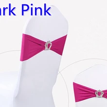 Темно-розовый цвет ленты из спандекса на стулья для украшения свадебных стульев с пряжки с короной, Лайкровые эластичные, для украшения свадебных стульев вечерние отеля шоу