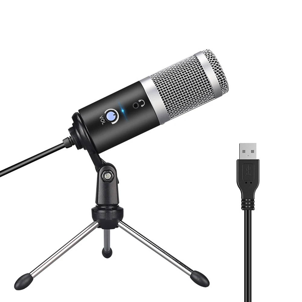 

Professional Microphone for Computer with USB Plug and Tripod Stand Broadcasting Recording Microphones KTV Mic