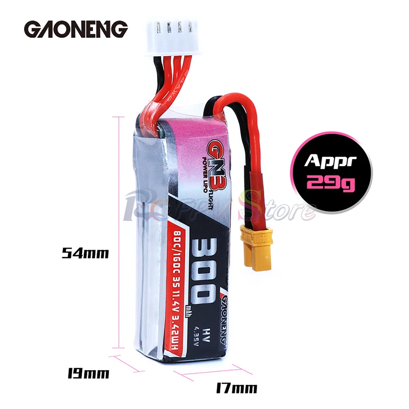 2 шт. Gaoneng GNB 300 мАч 11 4 в 80C/160C HV липосакционный аккумулятор с разъемом XT30 для BETAFPV