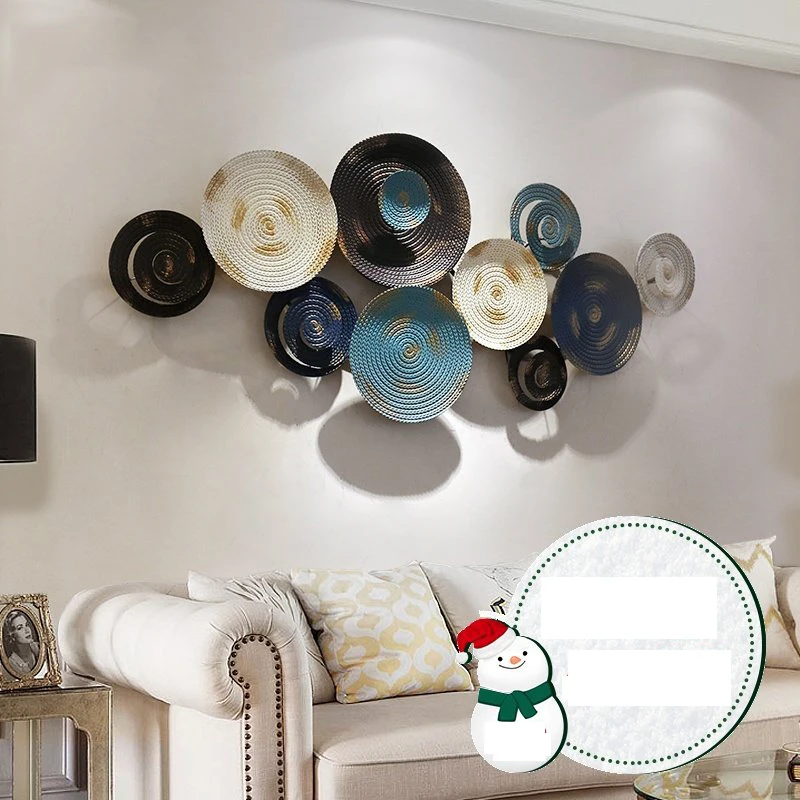 

European Wrought Iron Round Shape Wall Hanging Crafts Decoration Home Livingroom Sofa Background Corridor Wall Mural Ornaments