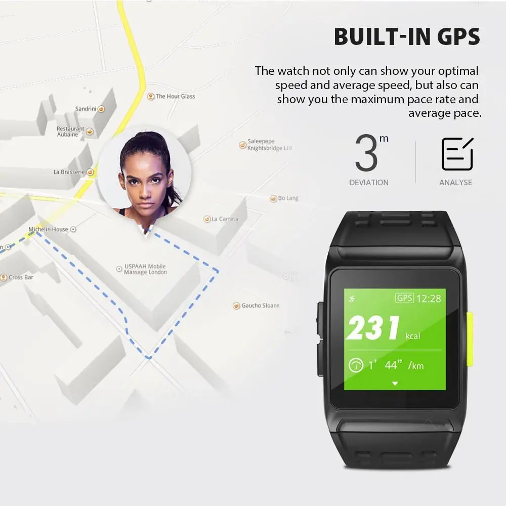 Смарт часы Makibes BR1 GPS пульсометр фитнес браслет IP67 цветной дисплей с поддержкой