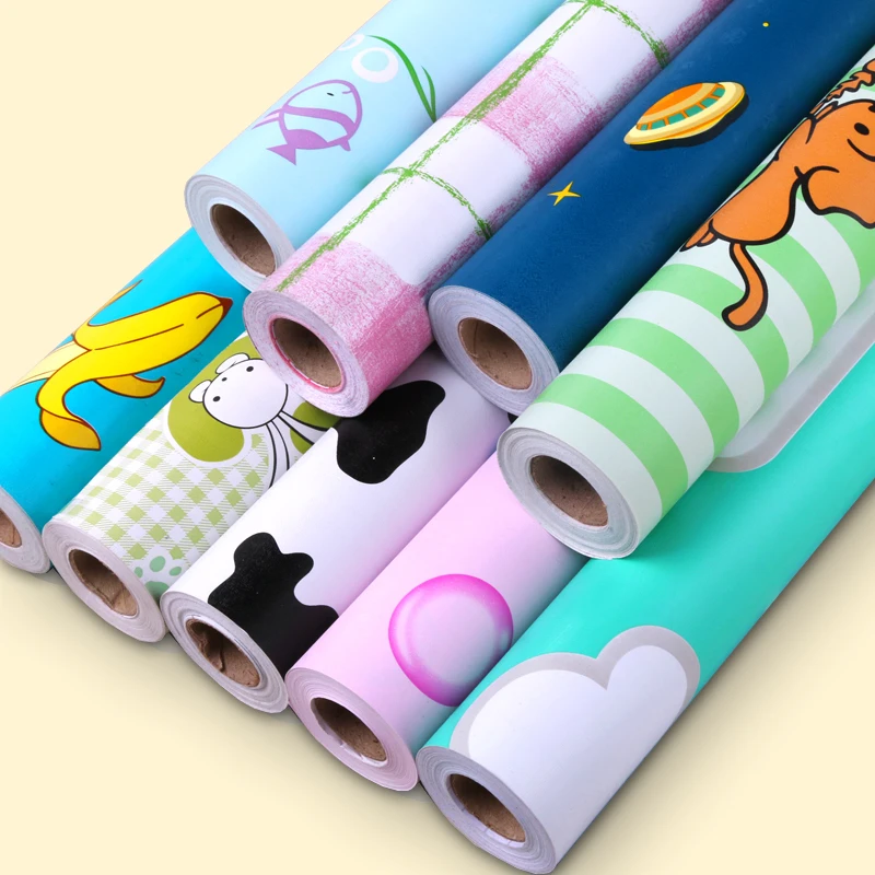 

New PVC vinyl glue waterproof child baby bedroom TV back dorm waterproof wardrobe desktop wallpaper wall sticker Cartoon bear