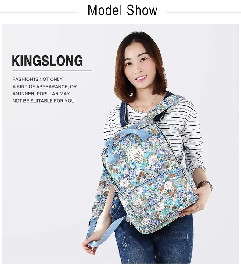 KINGSLONG, модная сумка, женский рюкзак, хлопок, Цветочный, женские рюкзаки для девочек-подростков, школьные сумки, сумки для ноутбуков, KLB1310666-5