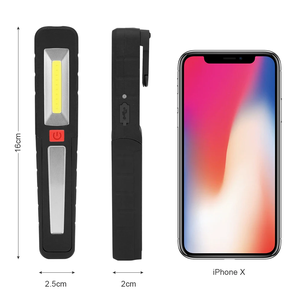 2 в 1 фонарик прожектор 3 режима COB светодиодный ручной Факел Кемпинг Магнитный рабочий свет Автоматическая инспекционная ремонтная лампа Аварийное использование